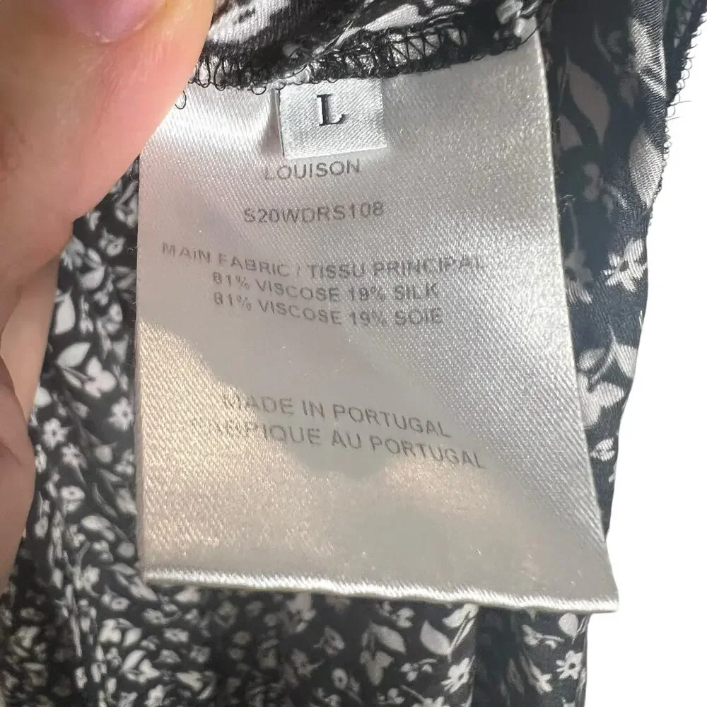 Officine Generale Louison Black Floral Print Silk Sleeveless Shift Dress Size L - Picture 13 of 16